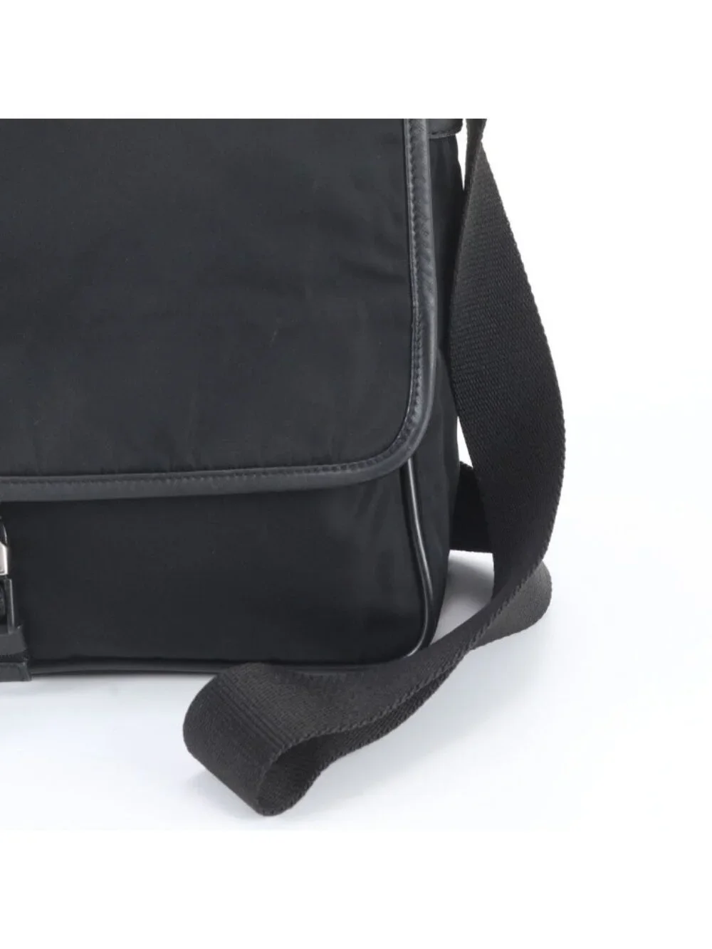 Prada White Tessuto Nylon Triangle Logo Leather Shoulder Bag Crossbody Business